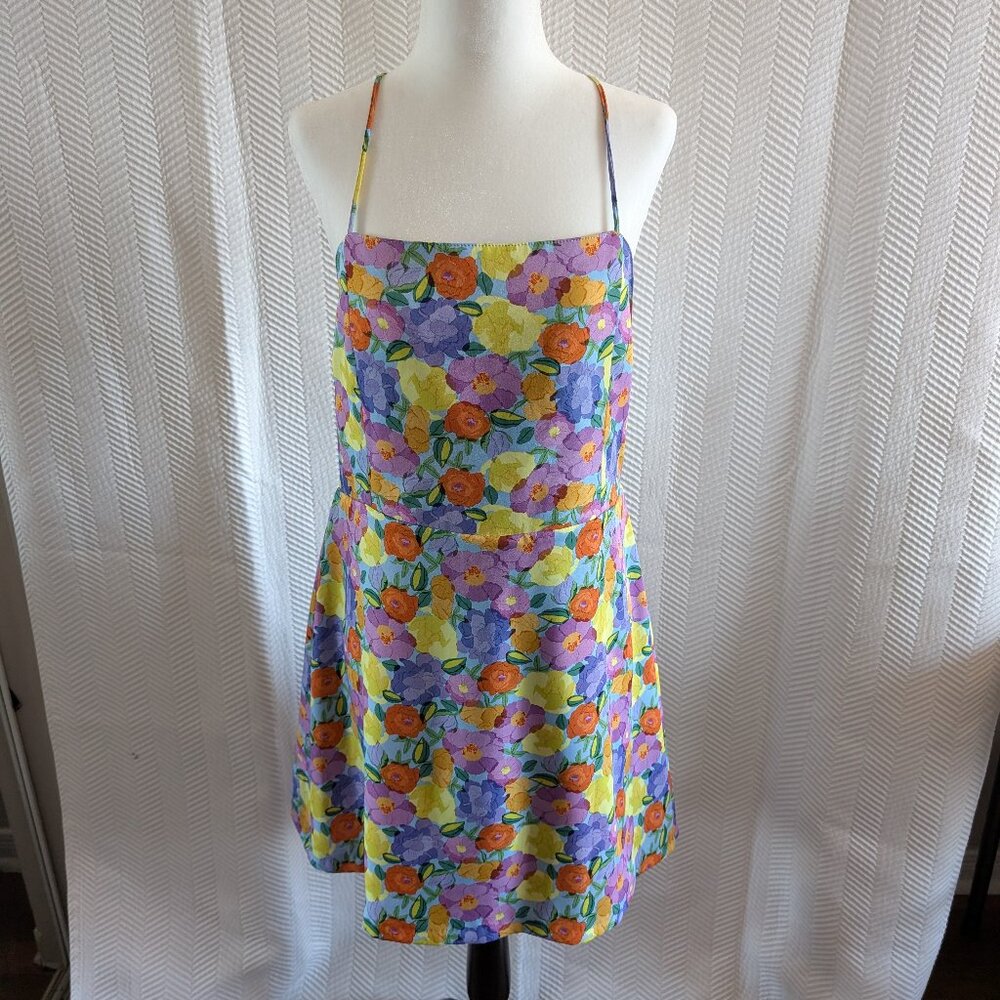 Zara Floral Mini Dress Satin low back hidden shorts size XXL Feminine Vacation - Picture 1 of 16